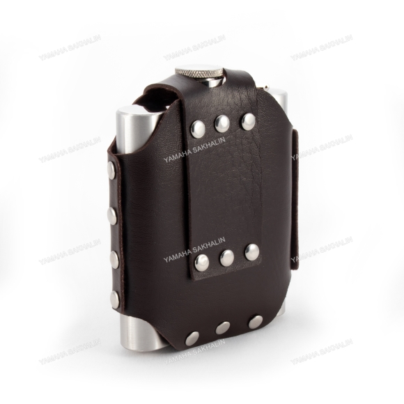 Фляжка «СЛЕДОПЫТ - Freezly» в кож. чехле, 200 мл, цв. корич/100/