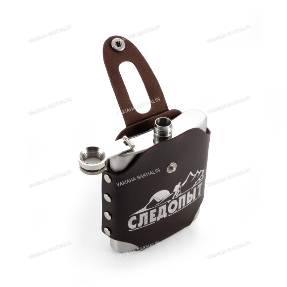 Фляжка «СЛЕДОПЫТ - Freezly» в кож. чехле, 200 мл, цв. корич/100/