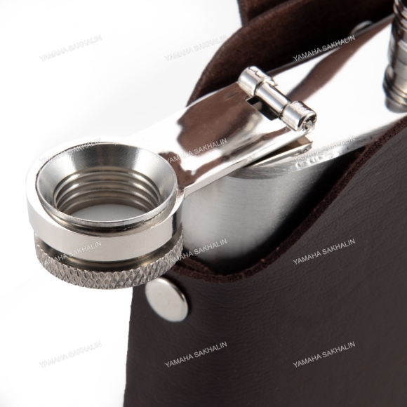 Фляжка «СЛЕДОПЫТ - Freezly» в кож. чехле, 200 мл, цв. корич/100/