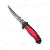 Нож разделочный филейный, прорезиненная ручка, дл. клинка 125 мм, черный, в чехле/60/