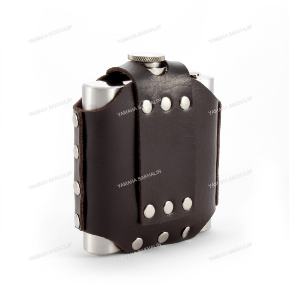 Фляжка «СЛЕДОПЫТ - Freezly» в кож. чехле, 180 мл, цв. корич/100/