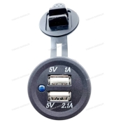 Гнездо USB, вход 12/24V, выход 5V 2.1 и 1А SF50782-1